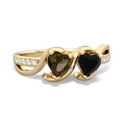 Smoky Quartz Side By Side 14K Yellow Gold ring R3090