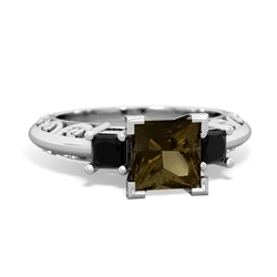 Smoky Quartz Eternal Embrace Engagement 14K White Gold ring C2001