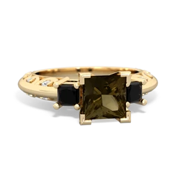 Smoky Quartz Eternal Embrace Engagement 14K Yellow Gold ring C2001