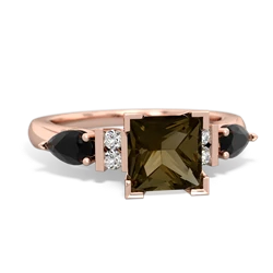 Smoky Quartz 6Mm Princess Eternal Embrace Engagement 14K Rose Gold ring C2002