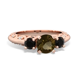 Smoky Quartz Art Deco Eternal Embrace Engagement 14K Rose Gold ring C2003