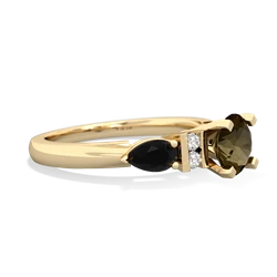 Smoky Quartz 6Mm Round Eternal Embrace Engagement 14K Yellow Gold ring R2005