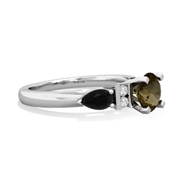 Smoky Quartz 6Mm Round Eternal Embrace Engagement 14K White Gold ring R2005