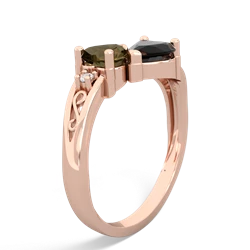 Smoky Quartz Snuggling Hearts 14K Rose Gold ring R2178