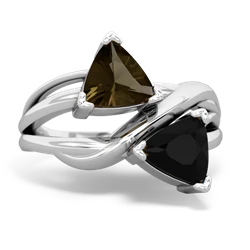 Smoky Quartz Split Band Swirl 14K White Gold ring R2341