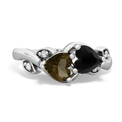 Smoky Quartz Floral Elegance 14K White Gold ring R5790