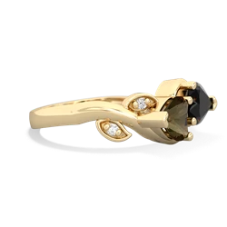 Smoky Quartz Floral Elegance 14K Yellow Gold ring R5790