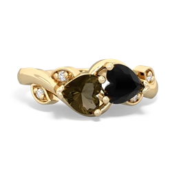 Smoky Quartz Floral Elegance 14K Yellow Gold ring R5790