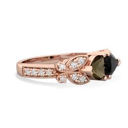 Smoky Quartz Diamond Butterflies 14K Rose Gold ring R5601