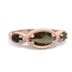 Smoky Quartz Milgrain Marquise 14K Rose Gold ring R5700