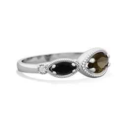 Smoky Quartz Milgrain Marquise 14K White Gold ring R5700