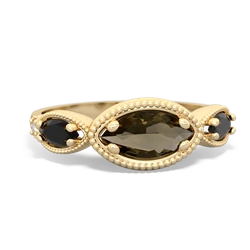 Smoky Quartz Milgrain Marquise 14K Yellow Gold ring R5700