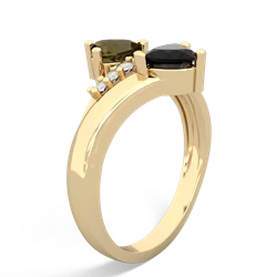 Smoky Quartz Heart To Heart 14K Yellow Gold ring R2064