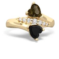 Smoky Quartz Heart To Heart 14K Yellow Gold ring R2064