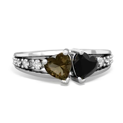 Smoky Quartz Heart To Heart 14K White Gold ring R3342