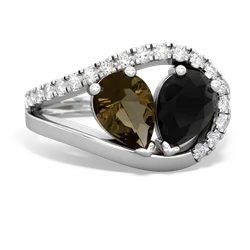 Smoky Quartz Nestled Heart Keepsake 14K White Gold ring R5650