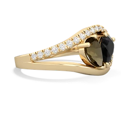 Smoky Quartz Nestled Heart Keepsake 14K Yellow Gold ring R5650