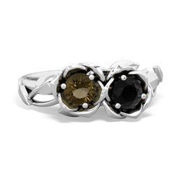 Smoky Quartz Rose Garden 14K White Gold ring R5510