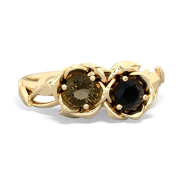 Smoky Quartz Rose Garden 14K Yellow Gold ring R5510