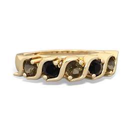 Smoky Quartz Anniversary Band 14K Yellow Gold ring R2089