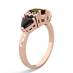 Smoky Quartz Antique Style Three Stone 14K Rose Gold ring R2186