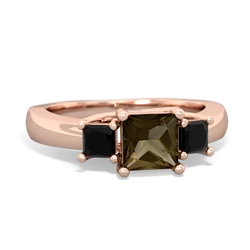 Smoky Quartz Three Stone Trellis 14K Rose Gold ring R4015