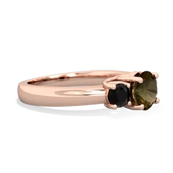 Smoky Quartz Three Stone Round Trellis 14K Rose Gold ring R4018