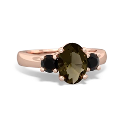 Smoky Quartz Three Stone Oval Trellis 14K Rose Gold ring R4024