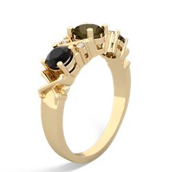 Smoky Quartz Hugs And Kisses 14K Yellow Gold ring R5016