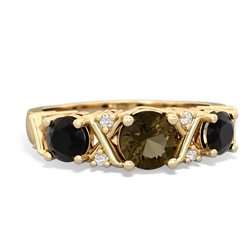 Smoky Quartz Hugs And Kisses 14K Yellow Gold ring R5016