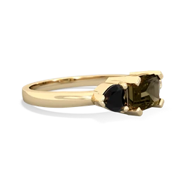 Smoky Quartz Three Stone 14K Yellow Gold ring R5235