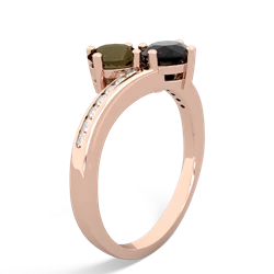 Smoky Quartz Channel Set Two Stone 14K Rose Gold ring R5303