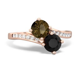 Smoky Quartz Channel Set Two Stone 14K Rose Gold ring R5303