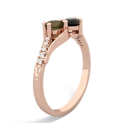 Smoky Quartz Infinity Pave Two Stone 14K Rose Gold ring R5285