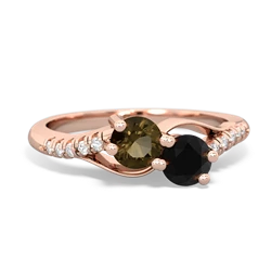 Smoky Quartz Infinity Pave Two Stone 14K Rose Gold ring R5285