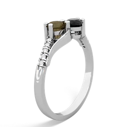 Smoky Quartz Infinity Pave Two Stone 14K White Gold ring R5285