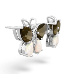 Smoky Quartz Butterfly 14K White Gold earrings E2215