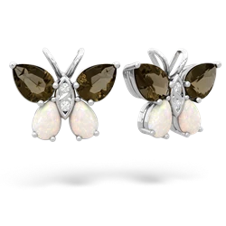 Smoky Quartz Butterfly 14K White Gold earrings E2215