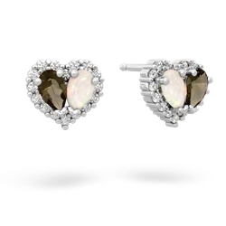 Smoky Quartz Halo 14K White Gold earrings E7008