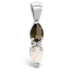 Smoky Quartz Bowtie Drop 14K White Gold pendant P0865