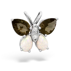 Smoky Quartz Butterfly 14K White Gold pendant P2215