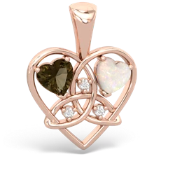 Smoky Quartz Celtic Trinity Heart 14K Rose Gold pendant P5331