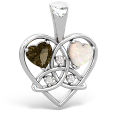 Smoky Quartz Celtic Trinity Heart 14K White Gold pendant P5331