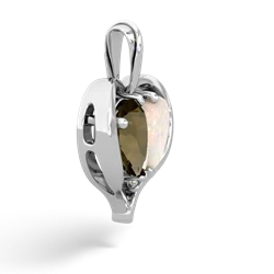 Smoky Quartz Two Become One 14K White Gold pendant P5330