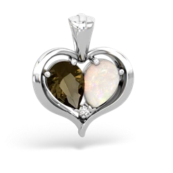 Smoky Quartz Two Become One 14K White Gold pendant P5330