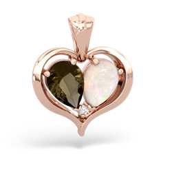 Smoky Quartz Two Become One 14K Rose Gold pendant P5330