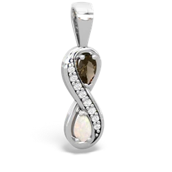 Smoky Quartz Diamond Infinity 14K White Gold pendant P5390