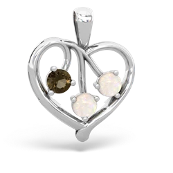 Smoky Quartz Glowing Heart 14K White Gold pendant P2233