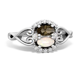 Smoky Quartz Love Nest 14K White Gold ring R5860