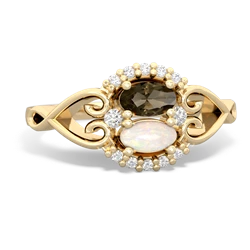 Smoky Quartz Love Nest 14K Yellow Gold ring R5860